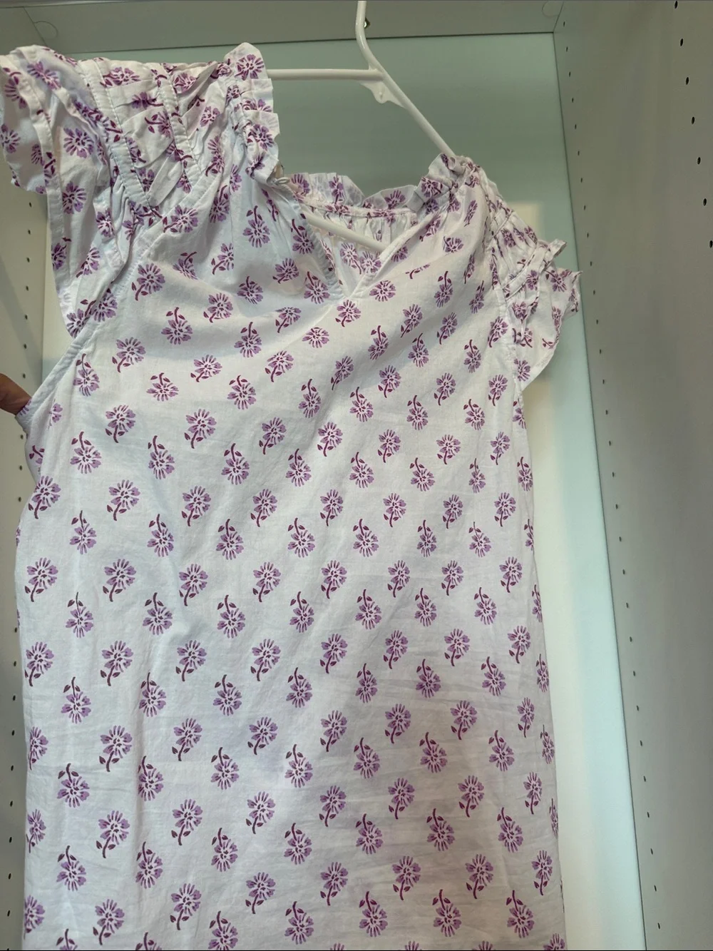 J. Crew White Tank Top with Lavender Floral Print